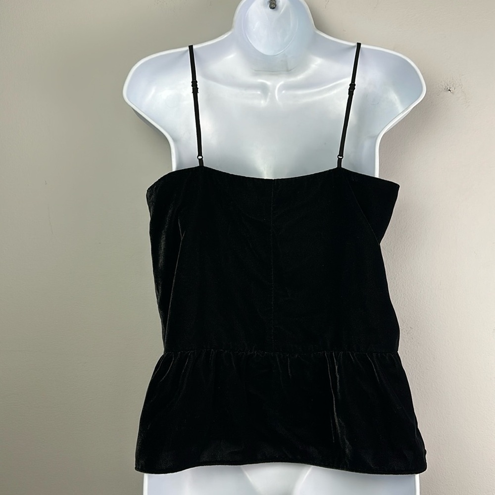 NEW J. Crew Black Velvet Peplum Cami Tank Top Size 2 Layer Lined Soft Dressy - Picture 8 of 16